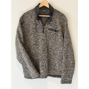 Eddie Bauer Men's Grey 1/4 Zip Pullover Sweater Jacket Preppy Size XL Fleece